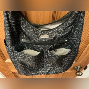 Baggallini Black and Gray Leopard-Print Crossbody Shoulder Bag